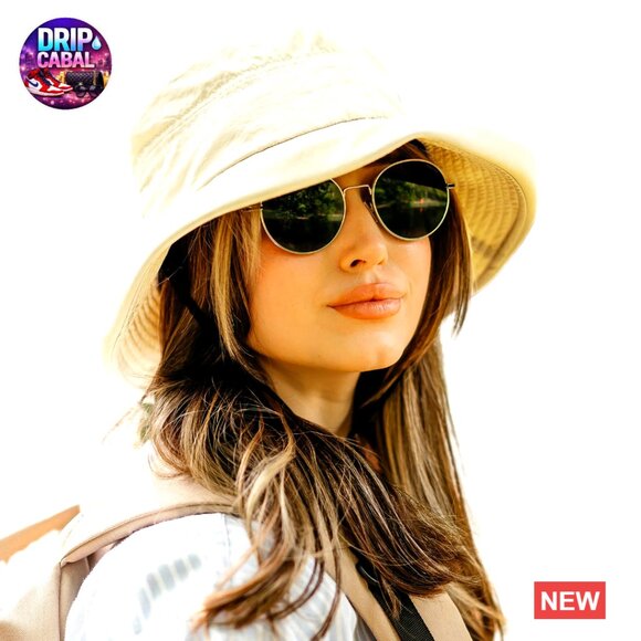 Wide Brim Bucket Sun Hat with Ponytail Hole UPF 50 Packable main image 5